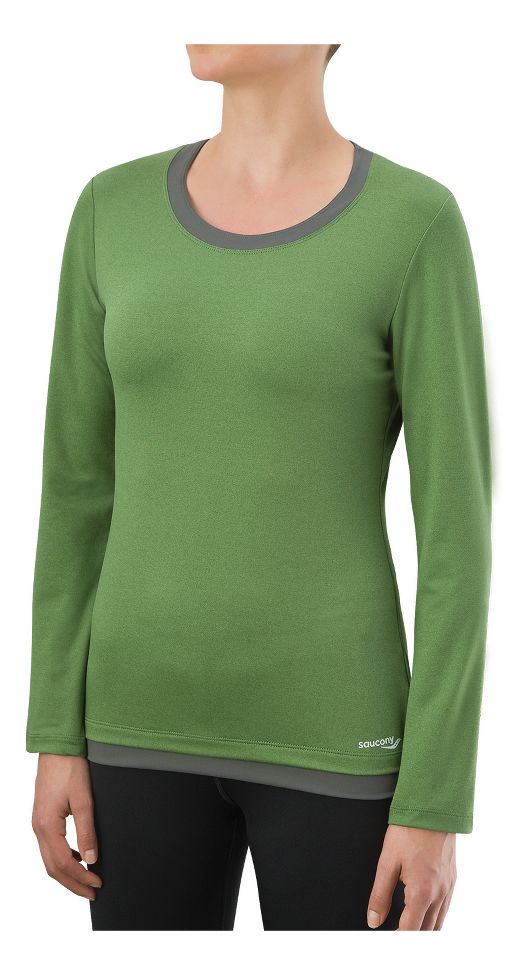 Womens Saucony Womens Appl Evolution LX Long Sleeve No Zip Technical Tops