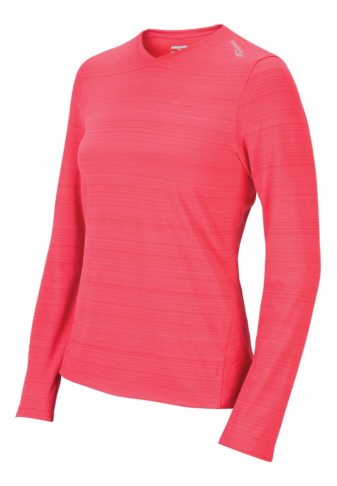 Womens Saucony LX V-Neck Long Sleeve No Zip Technical Tops