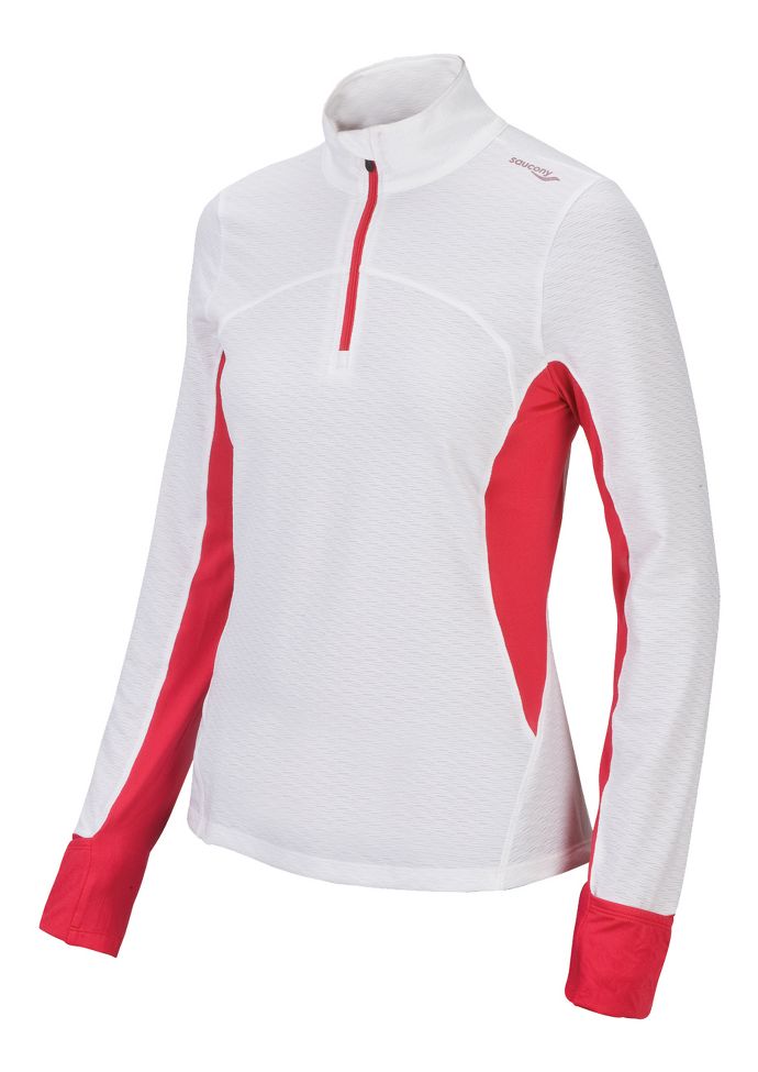 Womens Saucony Zenith Long Sleeve 1/2 Zip Technical Tops