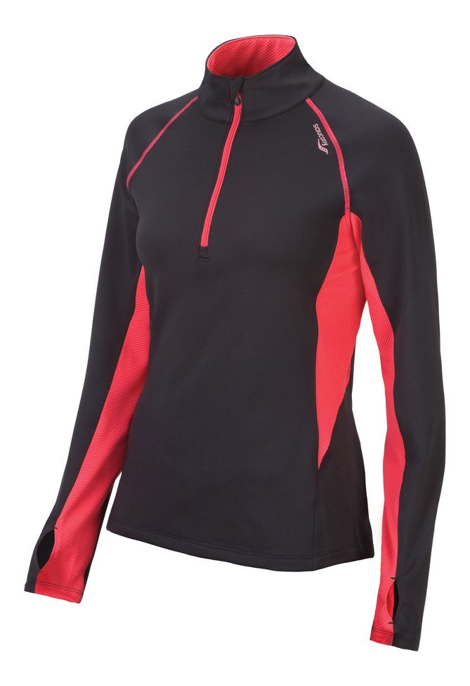 Womens Saucony Drylete Sportop Long Sleeve 1/2 Zip Technical Tops
