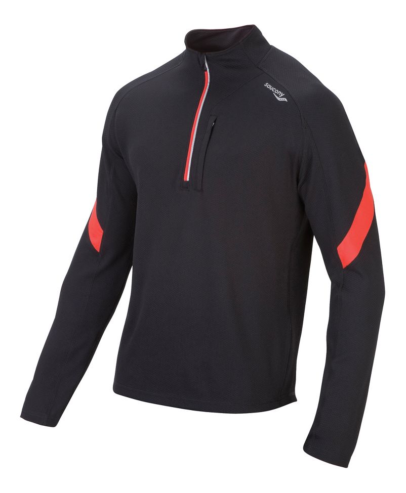 Mens Saucony Mens Optimal Sportop Long Sleeve 1/2 Zip Technical Tops