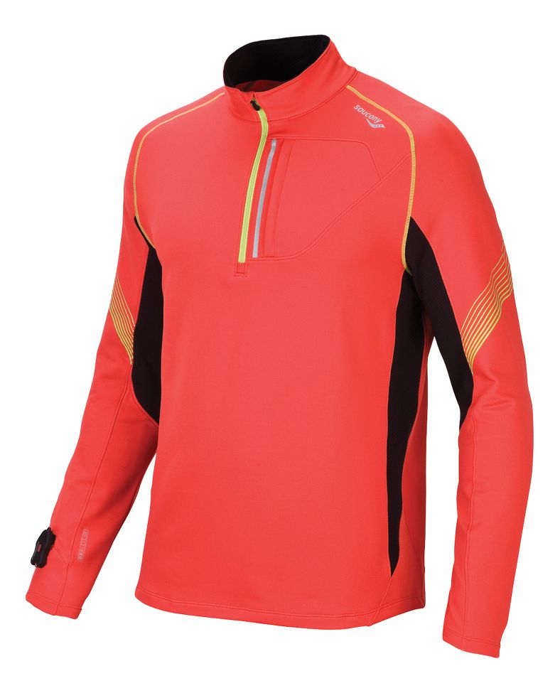 Mens Saucony Kinvara Drylete Sportop Long Sleeve 1/2 Zip Technical Tops