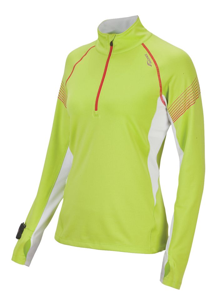 Womens Saucony Kinvara Drylete Sportop Long Sleeve 1/2 Zip Technical Tops
