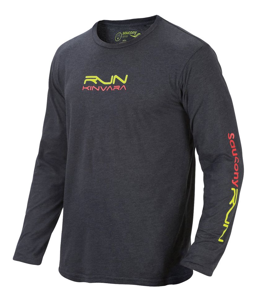 Mens Saucony Kinvara Graphic Long Sleeve No Zip Technical Tops
