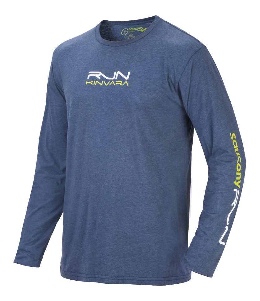 Mens Saucony Kinvara Graphic Long Sleeve No Zip Technical Tops