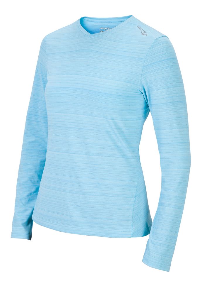 Mens Saucony LX V-Neck Long Sleeve No Zip Technical Tops