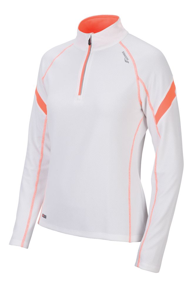 Womens Saucony Optimal Sportop Long Sleeve 1/2 Zip Technical Tops