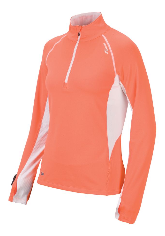 Womens Saucony Drylete Sportop Long Sleeve 1/2 Zip Technical Tops