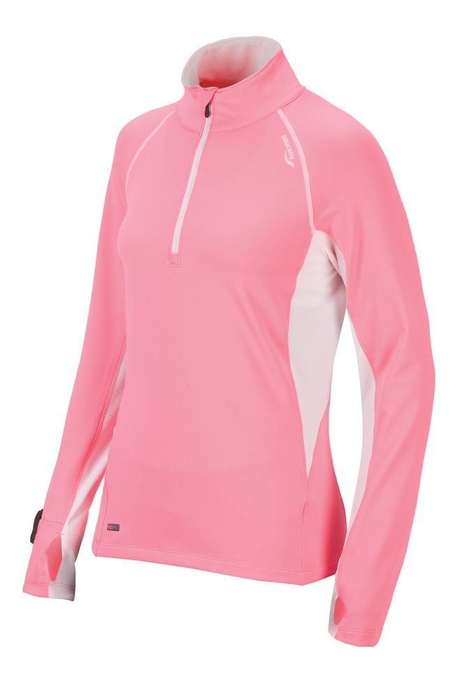 Womens Saucony Drylete Sportop Long Sleeve 1/2 Zip Technical Tops