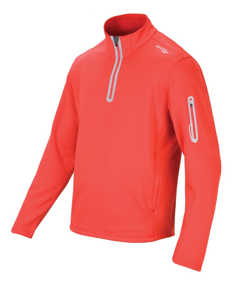 Mens Saucony Siberius Sportop Long Sleeve 1/2 Zip Technical Tops