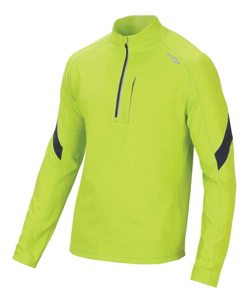 Mens Saucony Optimal Sportop Long Sleeve 1/2 Zip Technical Tops