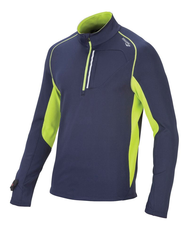 Mens Saucony Drylete Sportop Long Sleeve 1/2 Zip Technical Tops