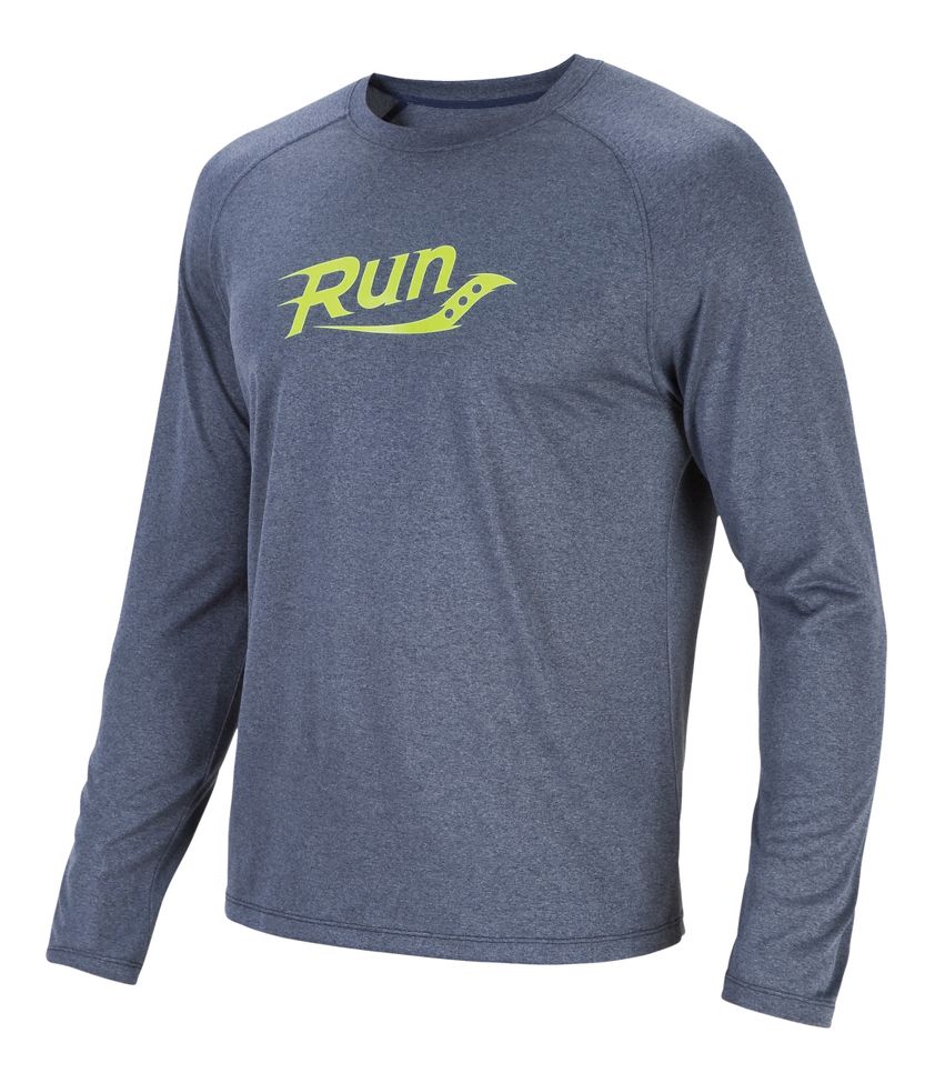 Mens Saucony Revel Graphic Long Sleeve No Zip Technical Tops