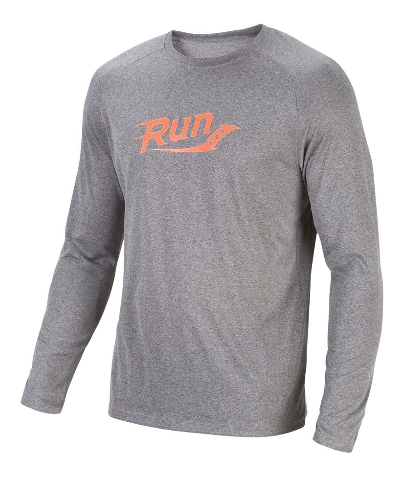 Mens Saucony Revel Graphic Long Sleeve No Zip Technical Tops