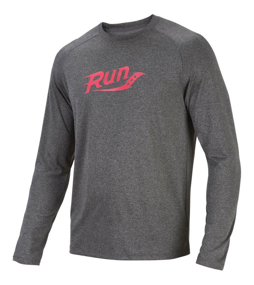 Mens Saucony Revel Graphic Long Sleeve No Zip Technical Tops
