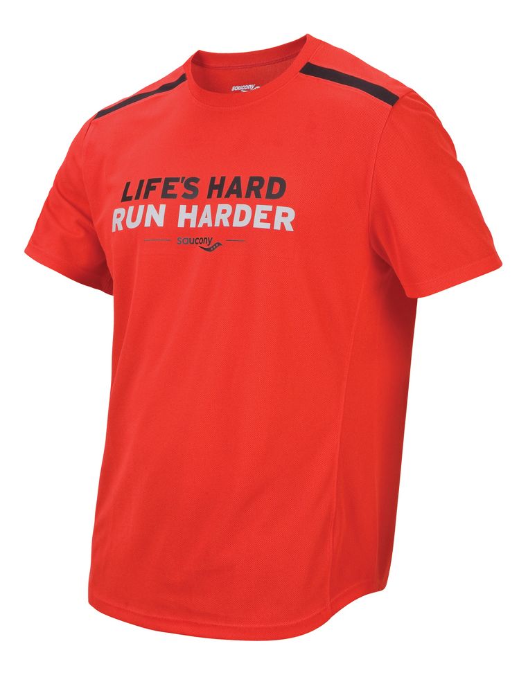 Mens Saucony Statement Short Sleeve Technical Tops