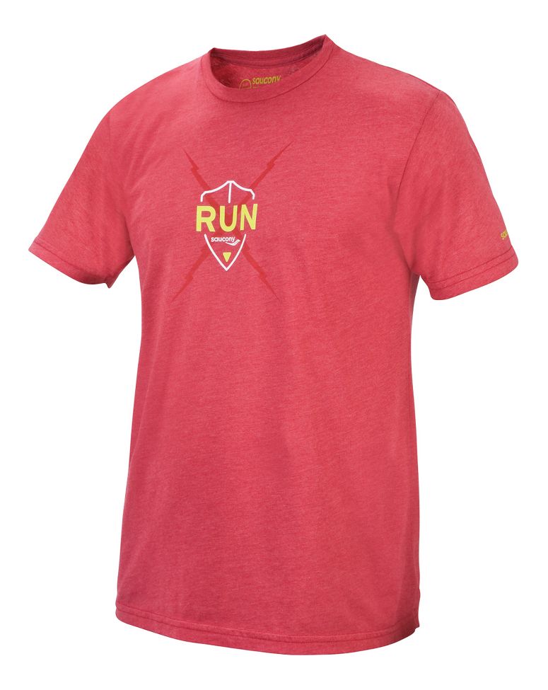 Mens Saucony Run Elements Tee Short Sleeve Technical Tops