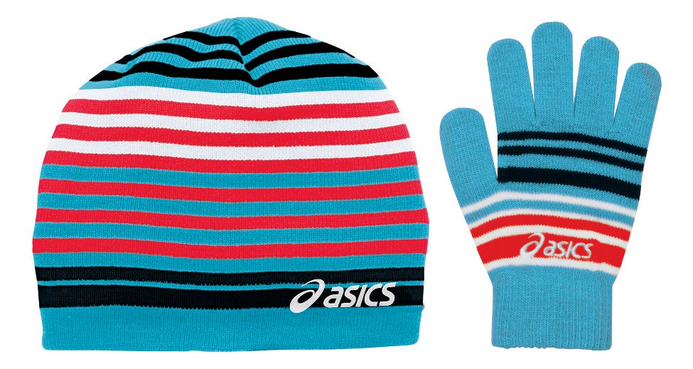 ASICS Striped Beanie & Glove Set Headwear