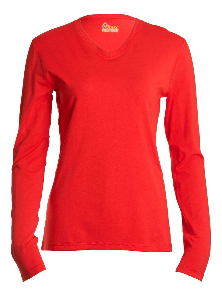 Womens Tasc Performance Core V-Neck Long Sleeve No Zip Technical Tops