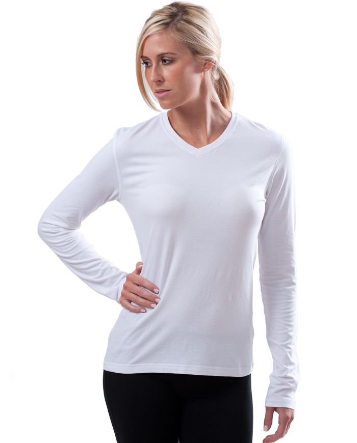 Womens Tasc Performance Core V-Neck Long Sleeve No Zip Technical Tops