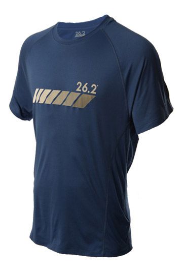 Mens 26.2 Short Sleeve Chest Stripe Running Performance Tee Technical Tops