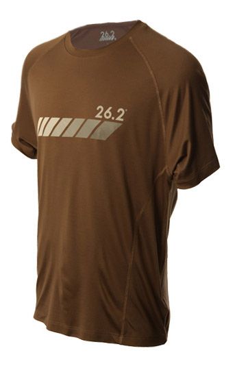 Mens 26.2 Short Sleeve Chest Stripe Running Performance Tee Technical Tops