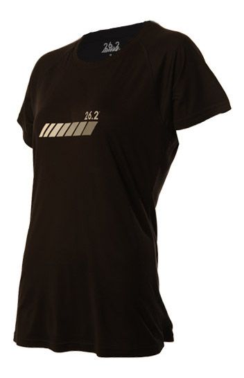 Womens 26.2 Short Sleeve Chest Stripe Running Performance Tee Technical Tops