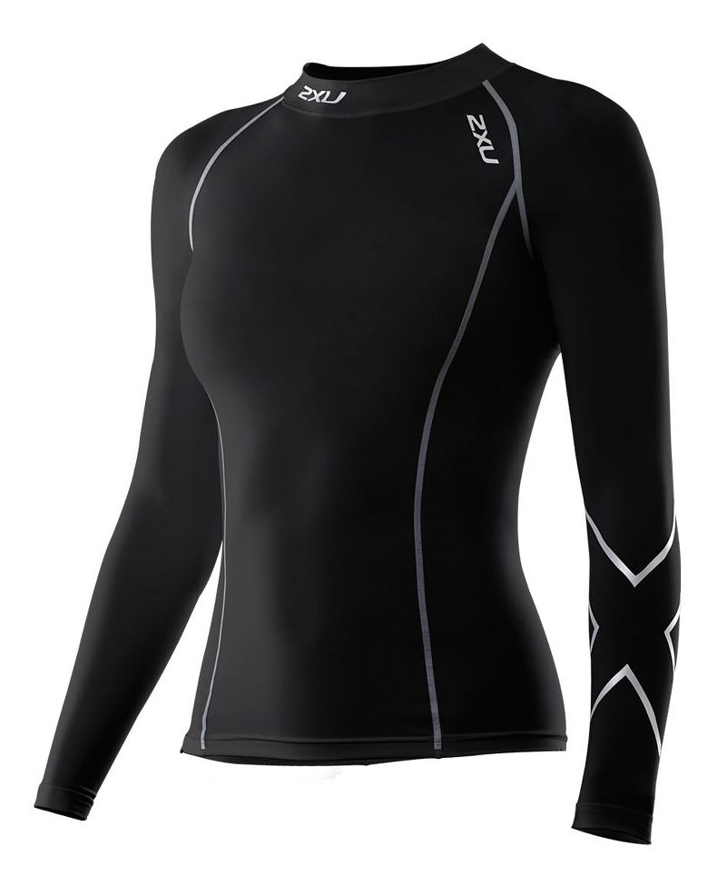 Womens 2XU Long Sleeve Compression Top No Zip Technical Tops