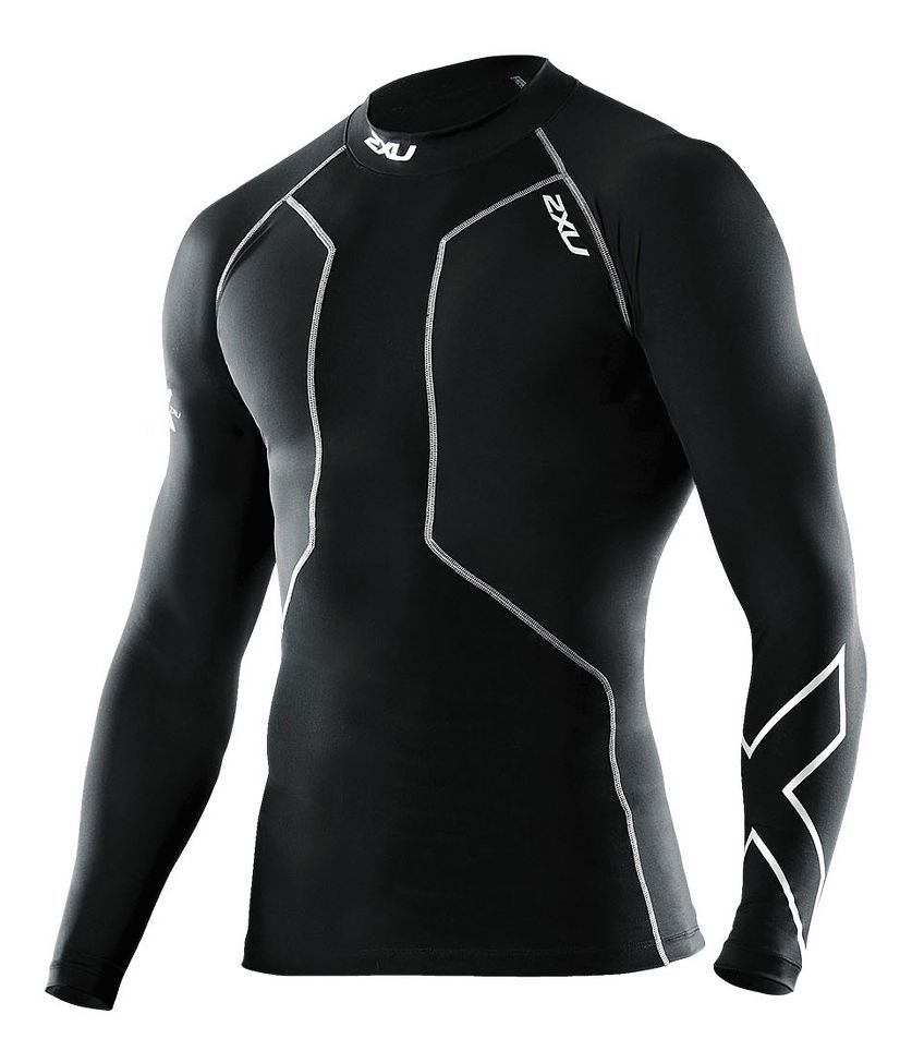 Mens 2XU Recovery Compression Long Sleeve Top No Zip Technical Tops