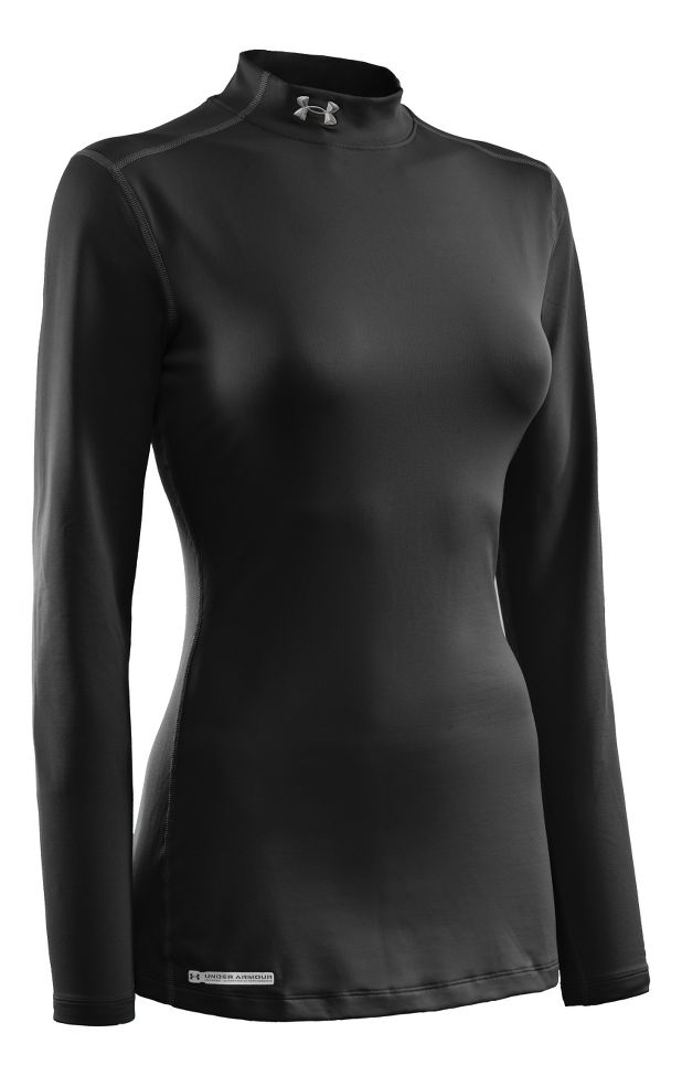 Womens Under Armour Coldgear Fitted Mock Long Sleeve No Zip Technical Tops