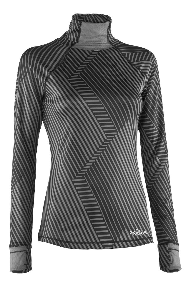 Womens Under Armour UA Printed Fly-By T Neck Long Sleeve No Zip Technical Tops