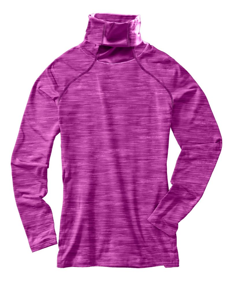 Womens Under Armour Run Printed T-Neck Long Sleeve No Zip Technical Tops