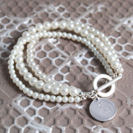 Three Strand Pearl Bracelet with Charm for Mothers