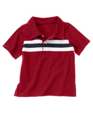 Pieced Stripe Polo Shirt