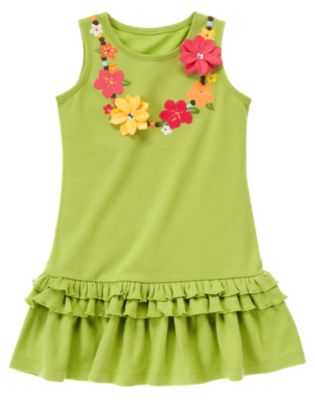 Ruffle Hem Gem Flower Dress