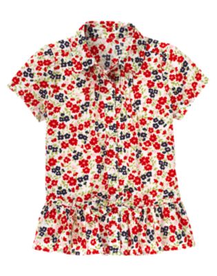 Pintucked Floral Tunic Top