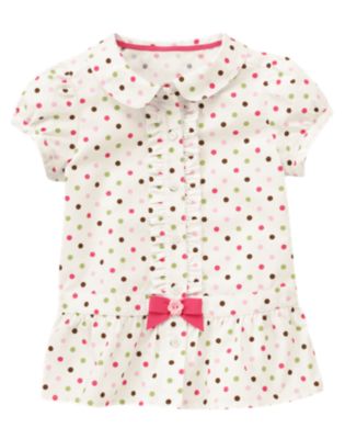 Ruffle Dot Tunic Top