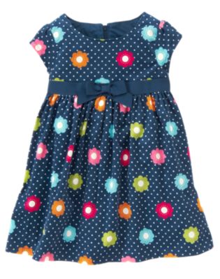 Flower Dot Corduroy Dress
