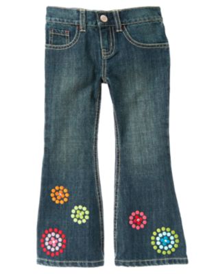 Gem Dot Flower Flare Jean
