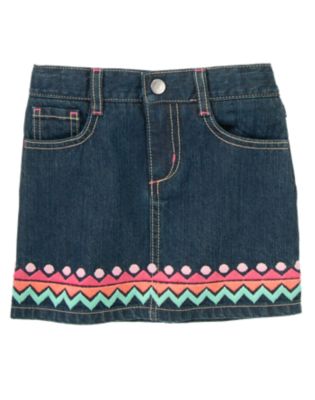 Chevron Stripe Jean Skort