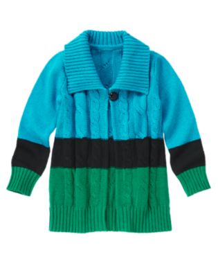 Colorblock Cable Sweater Duster