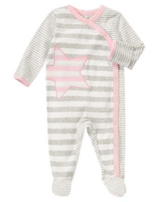 Striped Star Footed Onesie