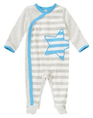 Striped Star Footed Onesie