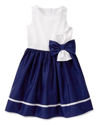 Girls Gym Navy Poplin Dress by Gymboree
