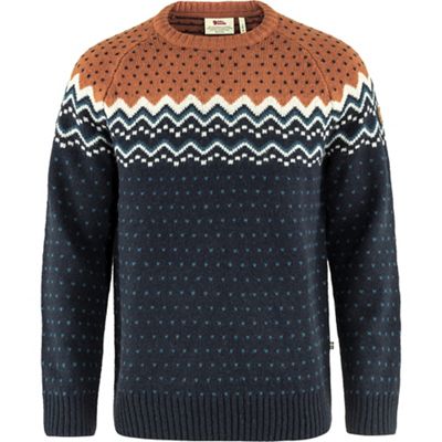 Fjallraven Men's Ovik Knit Sweater - XS - Dark Navy / Terracotta Brown product image