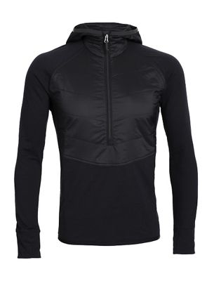 Icebreaker Men's Ellipse LS Half Zip Hood - Small - Black / Black / Metal product image