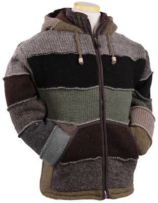 Lost Horizons Men's Patchwork Fleece Lined Sweater - XL - Green product image