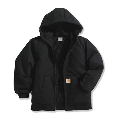 Carhartt Big Boys' Active Quilted Flannel Lined Jacket, Caviar Black, Large-14/16