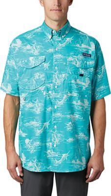 Columbia Men's Super Bonehead Classic SS Shirt - Medium - Bright Aqua Angler Toile Print product image