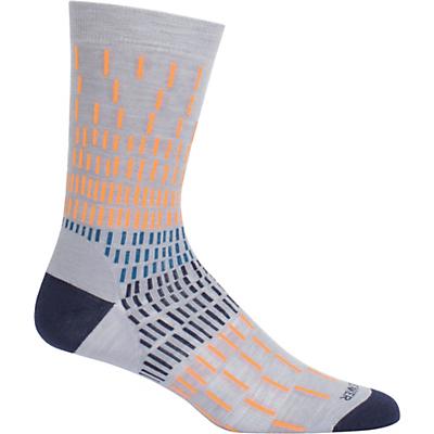 Icebreaker Lifestyle Fine Gauge Ultra Light Colorful Rain Crew Sock - Large / XL - Fossil / Midnight Navy / Koi